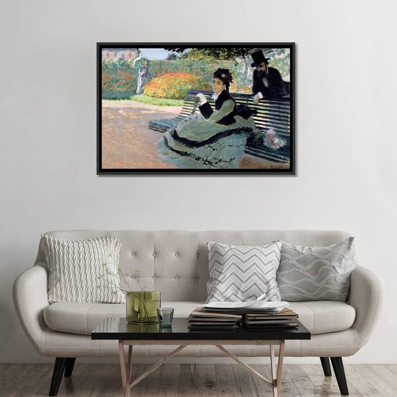 iCanvas "Madame on a Garden Bench" by Claude Framed Canvas